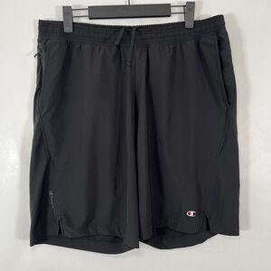 Champion Athletic Shorts Mens Size Large Black 32x9 Zipper Pocket Drawstring